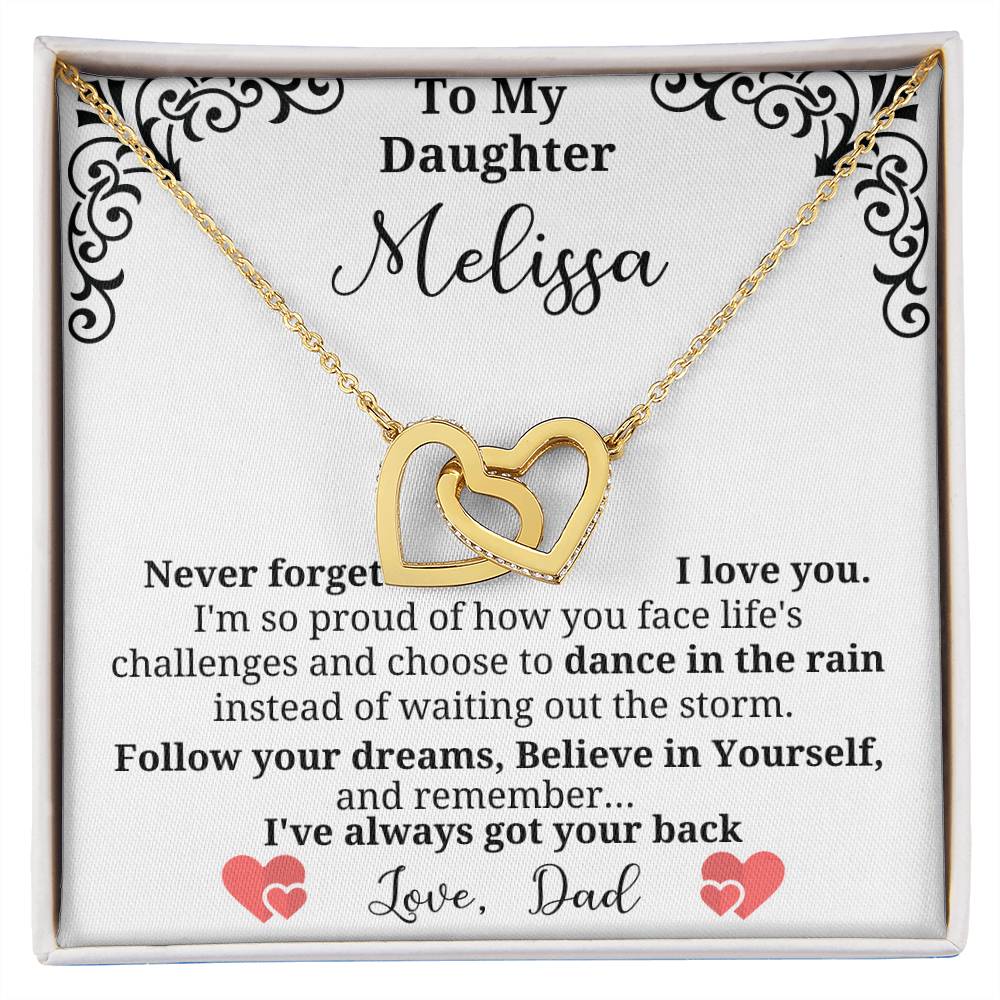 Sweet sentimental  heart necklace with personalized message card  for your daughter