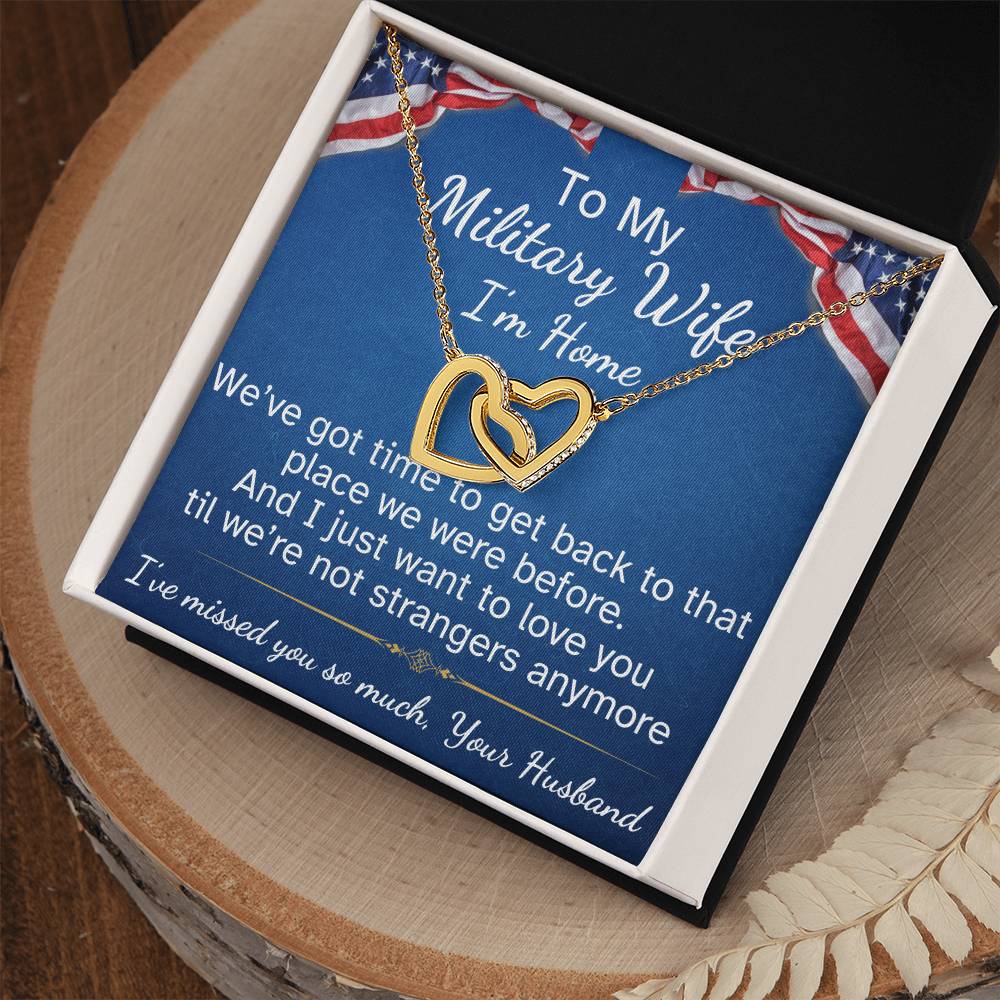 To My Military Wife Interlocking Hearts Necklace