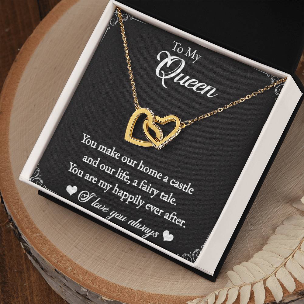 To My Queen-Interlocking Heart Necklace for the Queen of your castle