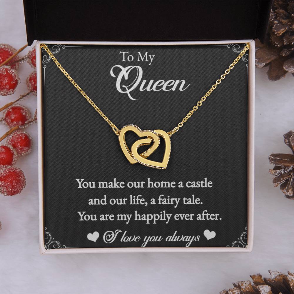 To My Queen-Interlocking Heart Necklace for the Queen of your castle