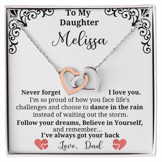 Sweet sentimental  heart necklace with personalized message card  for your daughter