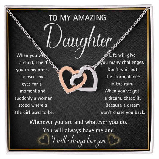 Interlocking hearts necklace for your Amazing Daughter