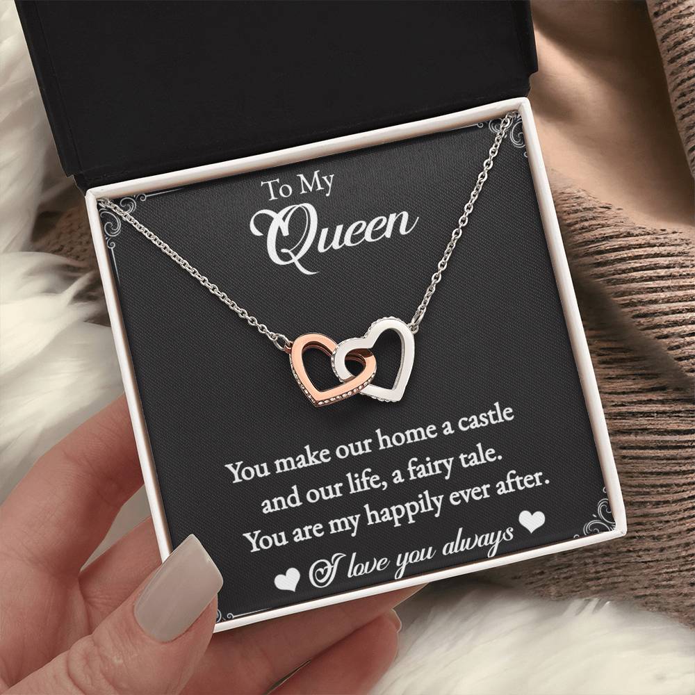 To My Queen-Interlocking Heart Necklace for the Queen of your castle