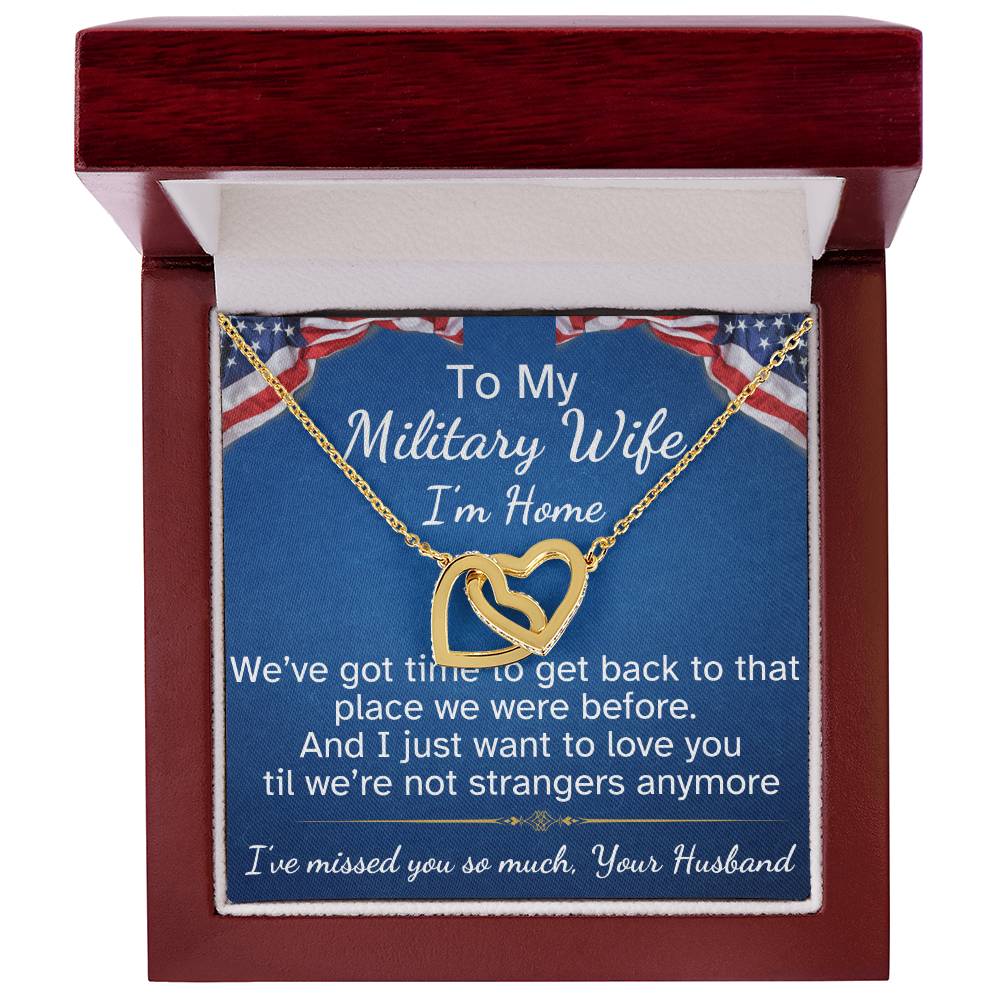 To My Military Wife Interlocking Hearts Necklace