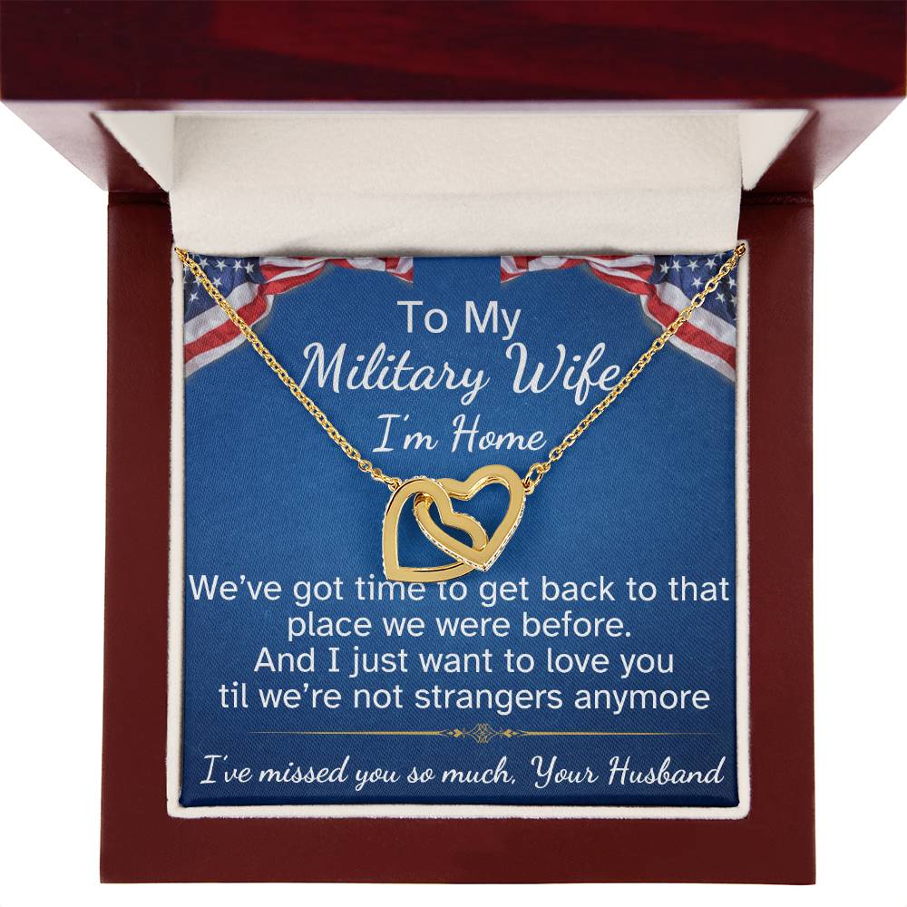 To My Military Wife Interlocking Hearts Necklace