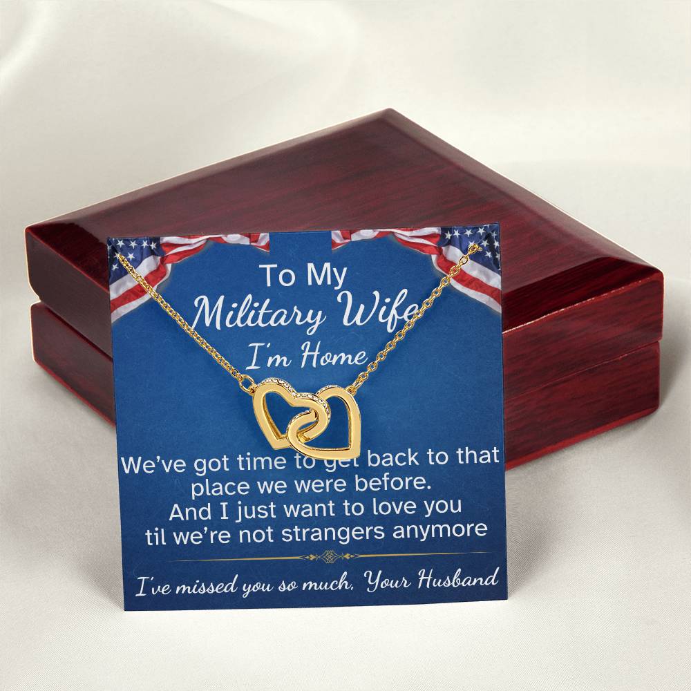 To My Military Wife Interlocking Hearts Necklace