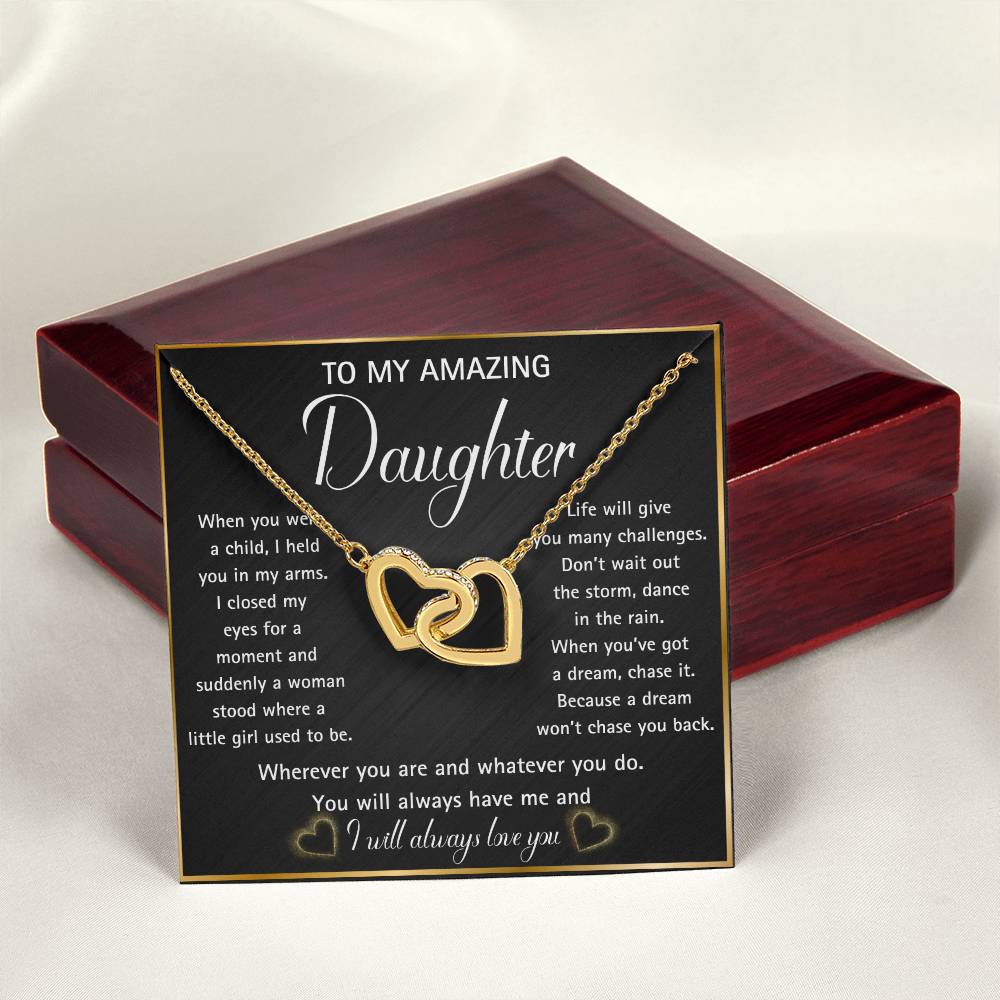 Interlocking hearts necklace for your Amazing Daughter