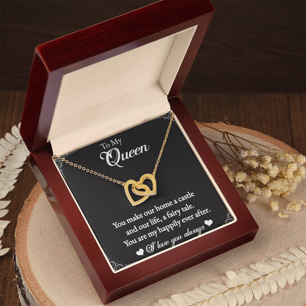 To My Queen-Interlocking Heart Necklace for the Queen of your castle