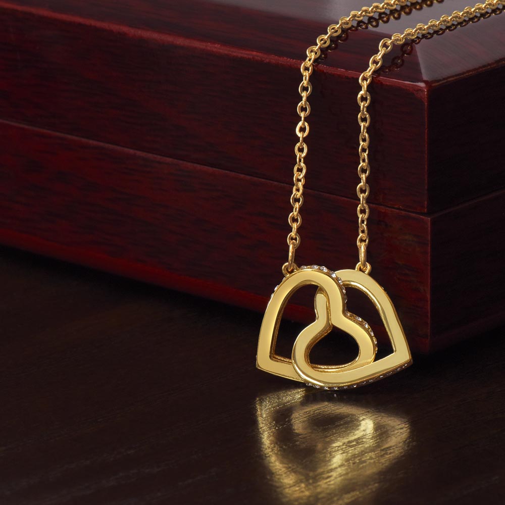 To My Military Wife Interlocking Hearts necklace-while you are away...