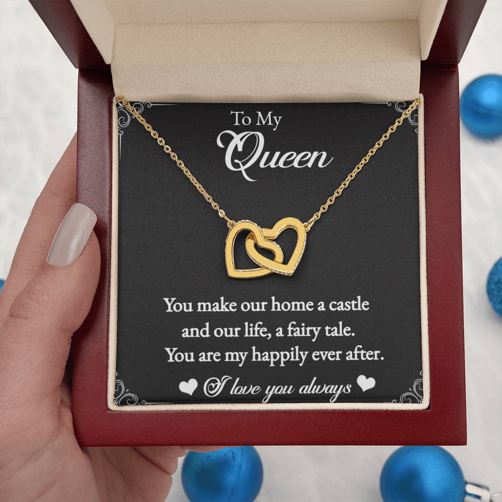 To My Queen-Interlocking Heart Necklace for the Queen of your castle