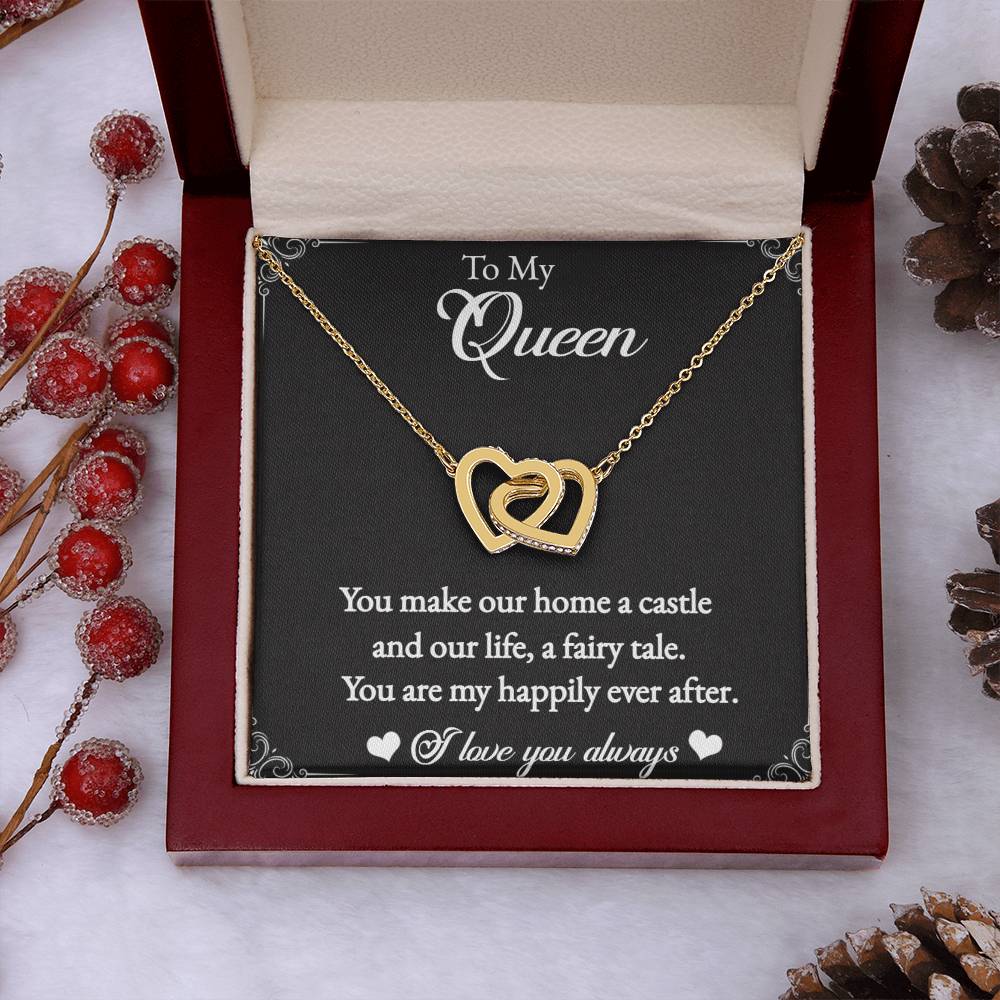 To My Queen-Interlocking Heart Necklace for the Queen of your castle