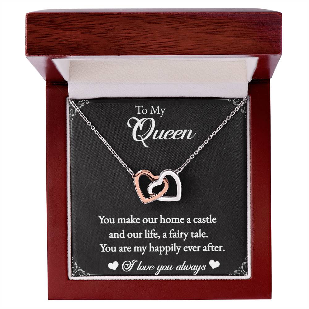 To My Queen-Interlocking Heart Necklace for the Queen of your castle