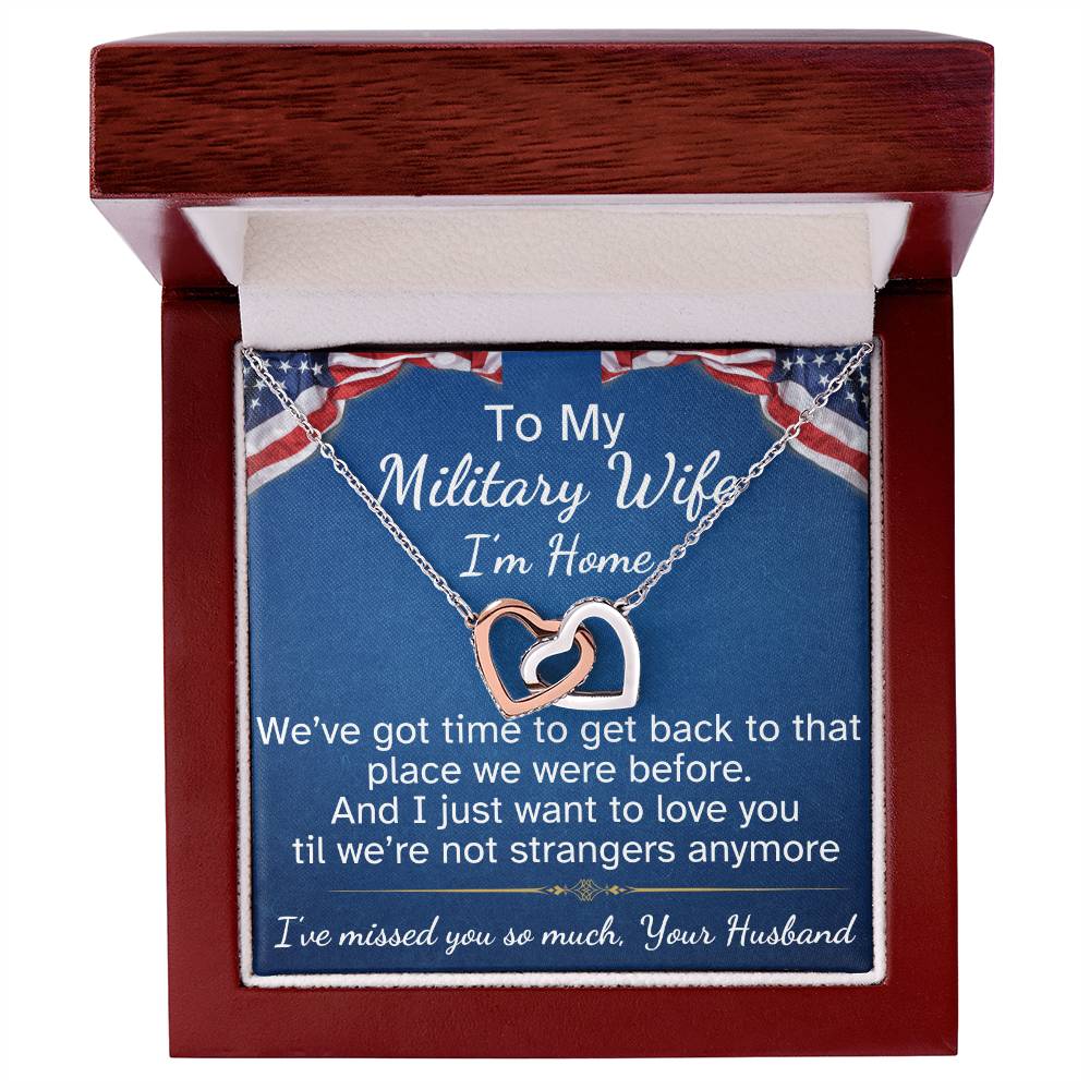 To My Military Wife Interlocking Hearts Necklace