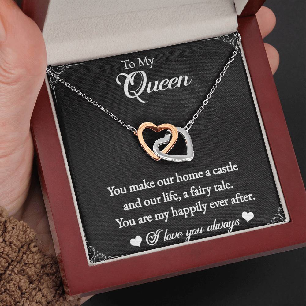 To My Queen-Interlocking Heart Necklace for the Queen of your castle