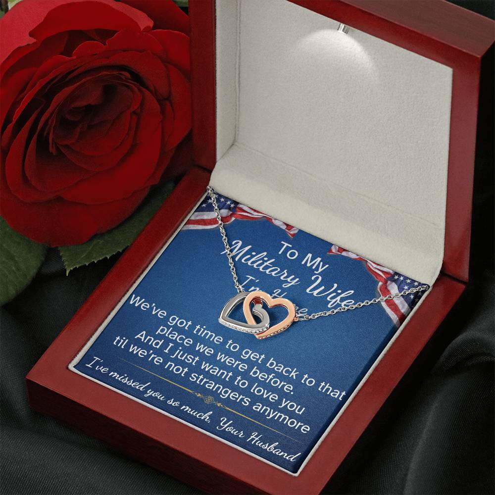 To My Military Wife Interlocking Hearts Necklace