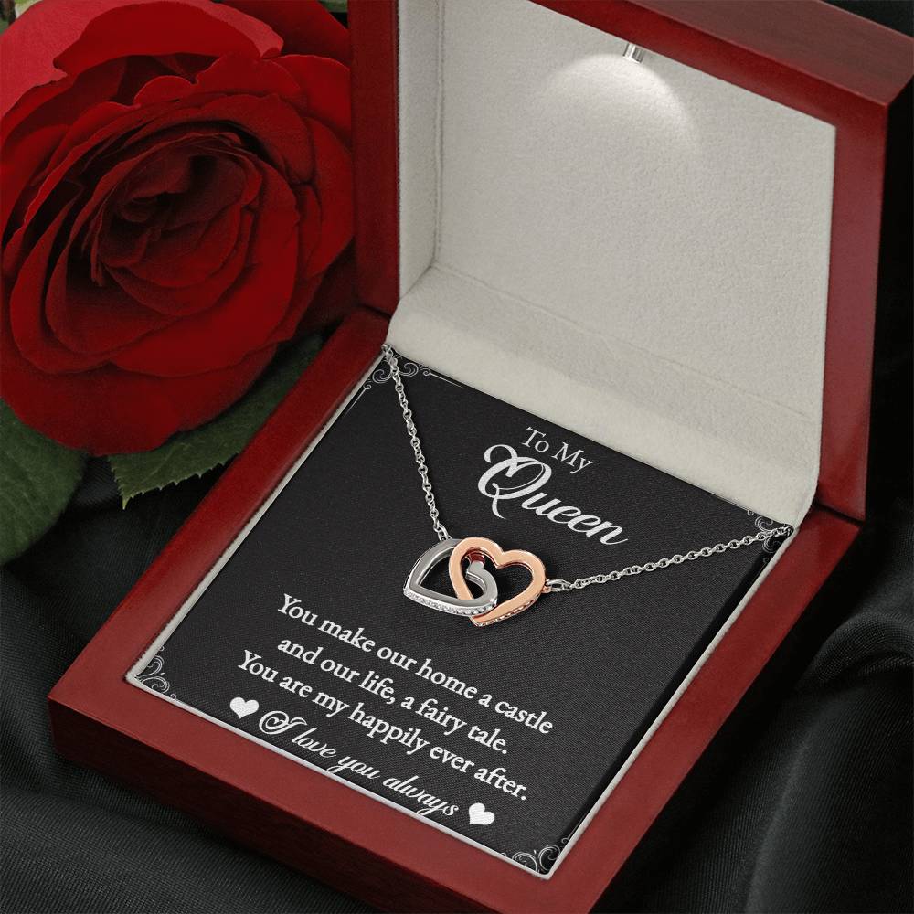 To My Queen-Interlocking Heart Necklace for the Queen of your castle