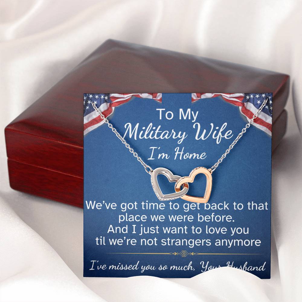 To My Military Wife Interlocking Hearts Necklace