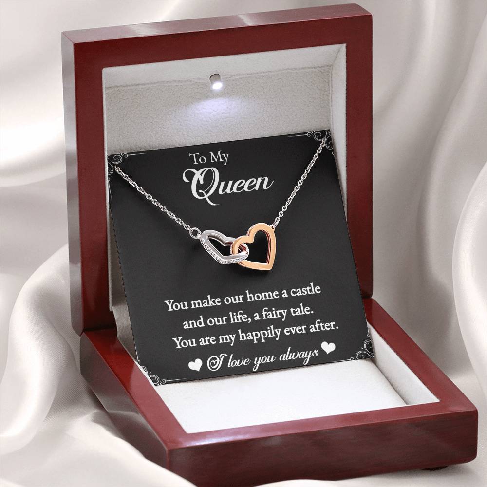 To My Queen-Interlocking Heart Necklace for the Queen of your castle