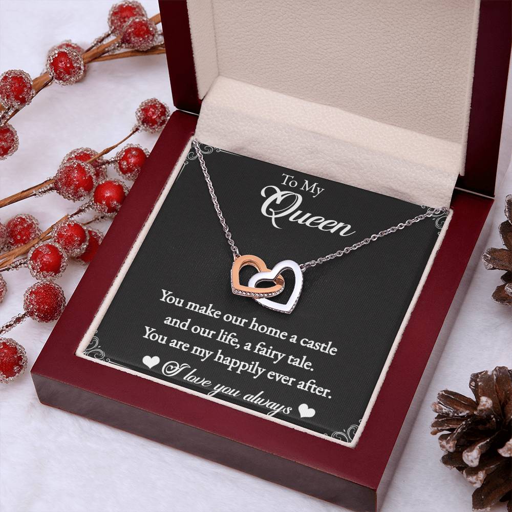 To My Queen-Interlocking Heart Necklace for the Queen of your castle