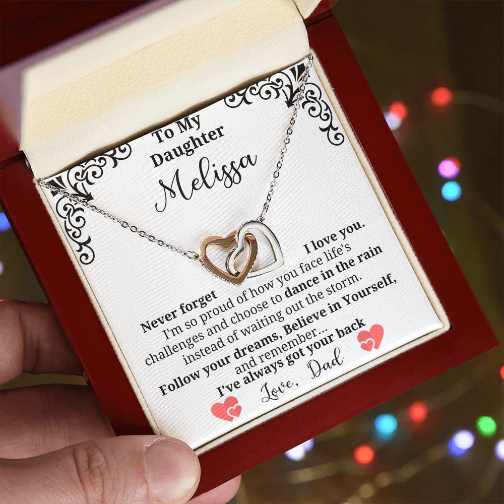 Sweet sentimental  heart necklace with personalized message card  for your daughter