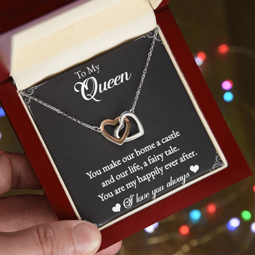 To My Queen-Interlocking Heart Necklace for the Queen of your castle