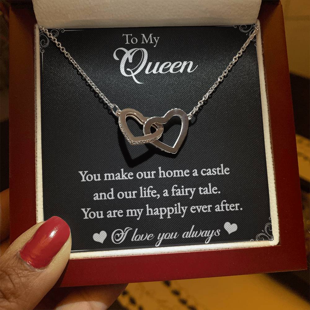 To My Queen-Interlocking Heart Necklace for the Queen of your castle