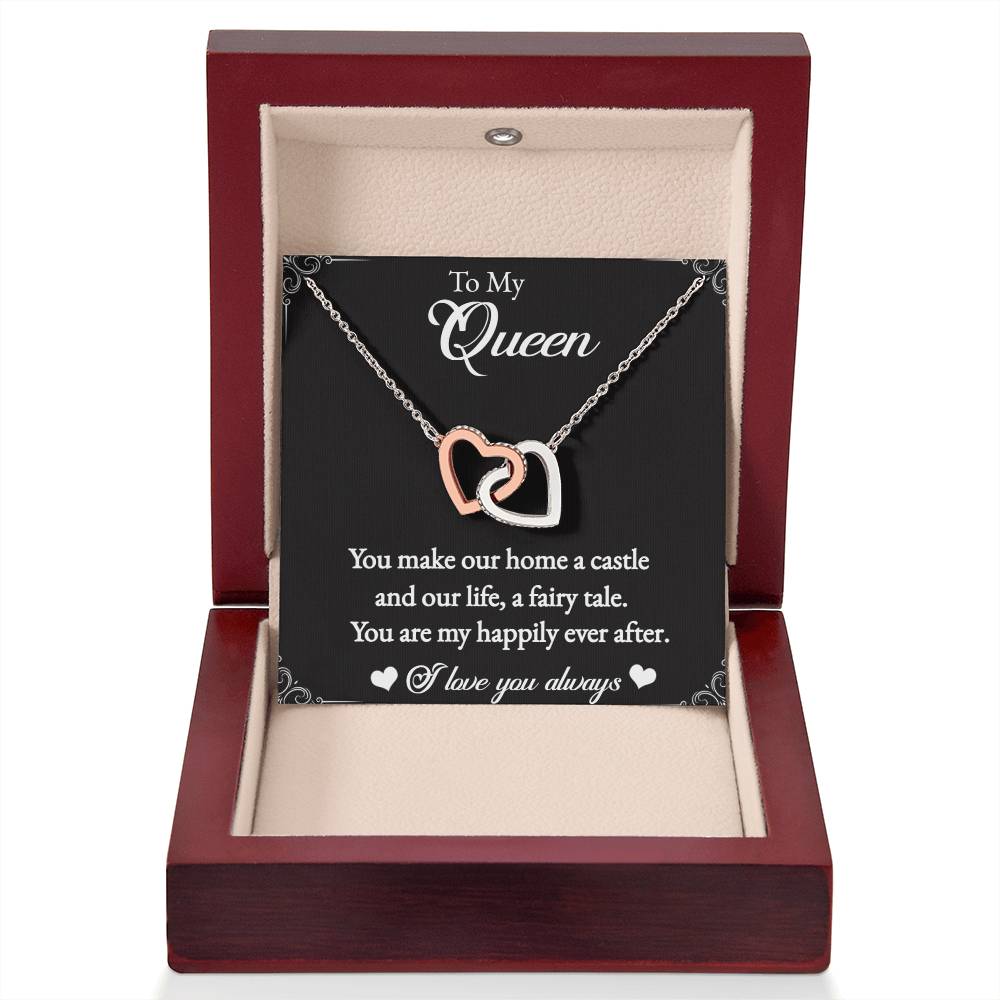 To My Queen-Interlocking Heart Necklace for the Queen of your castle