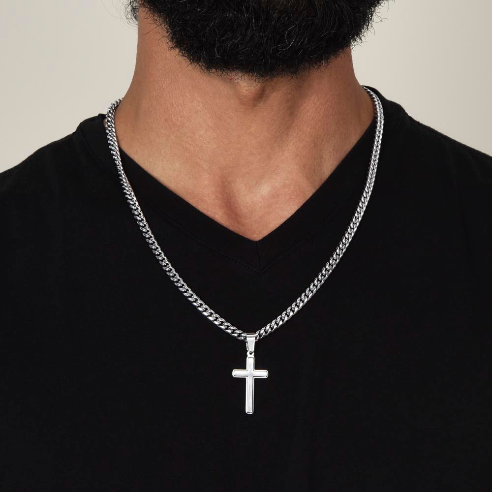 Artisan Cross on Cuban Link Chain for your Son-In-Law