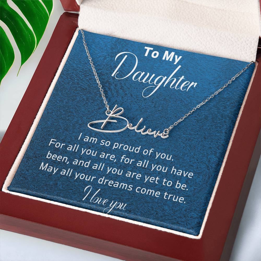 To My Daughter Personalized Name Necklace-For all she is and all she will become