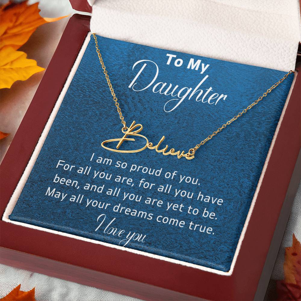 To My Daughter Personalized Name Necklace-For all she is and all she will become