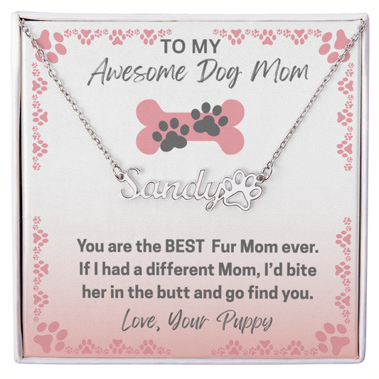 Personalized Dog Paw Name Necklace-available in two finishes