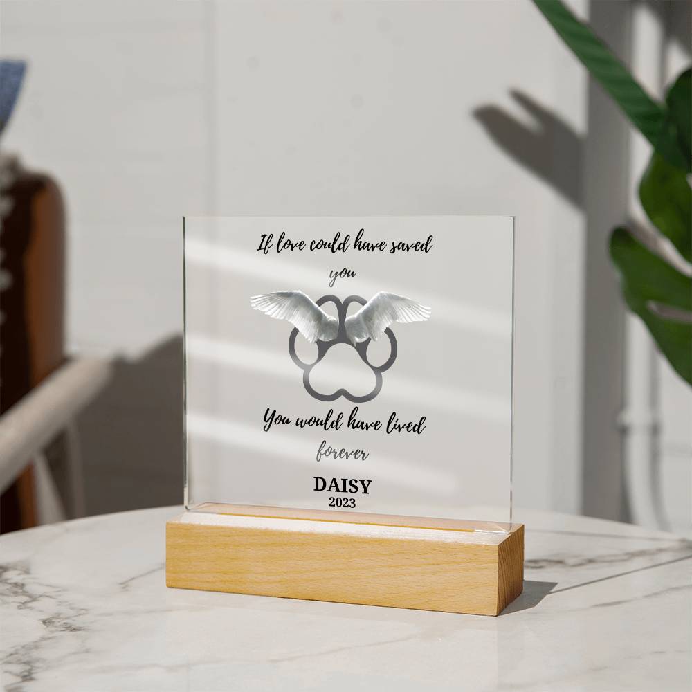 Pet Loss Memorial acrylic plaque-personalized with Pet Name and Year