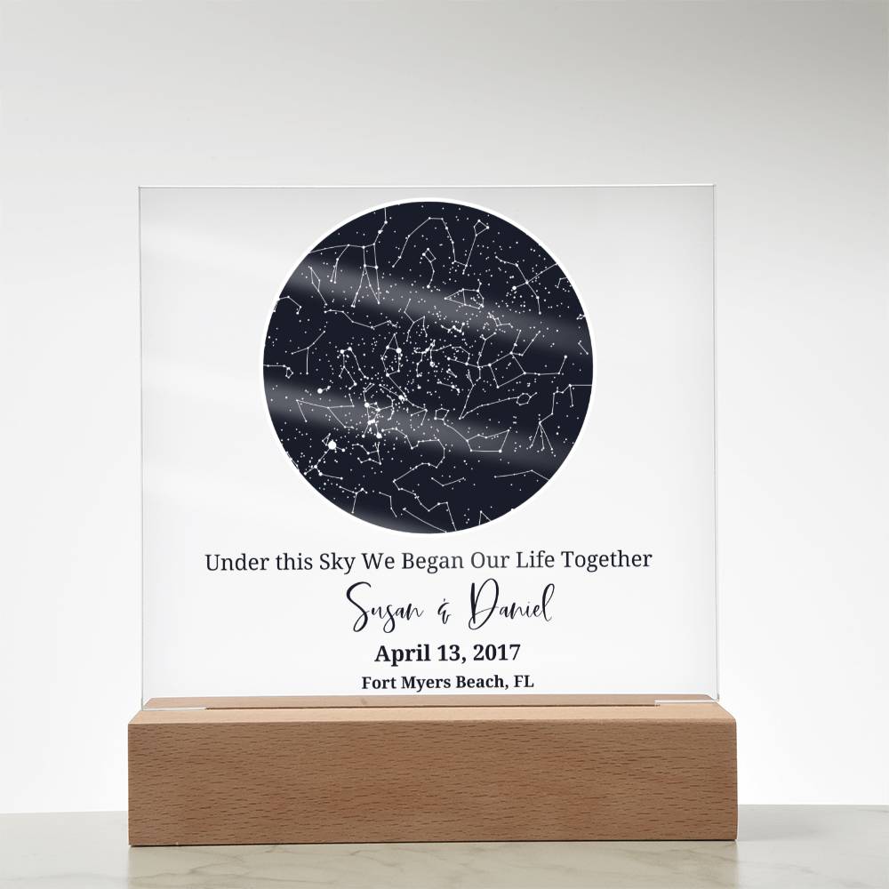 Personalized Sky Map of your special day- upgrade to the LED light base for an incredible display!