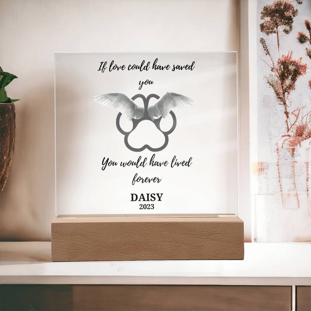 Pet Loss Memorial acrylic plaque-personalized with Pet Name and Year