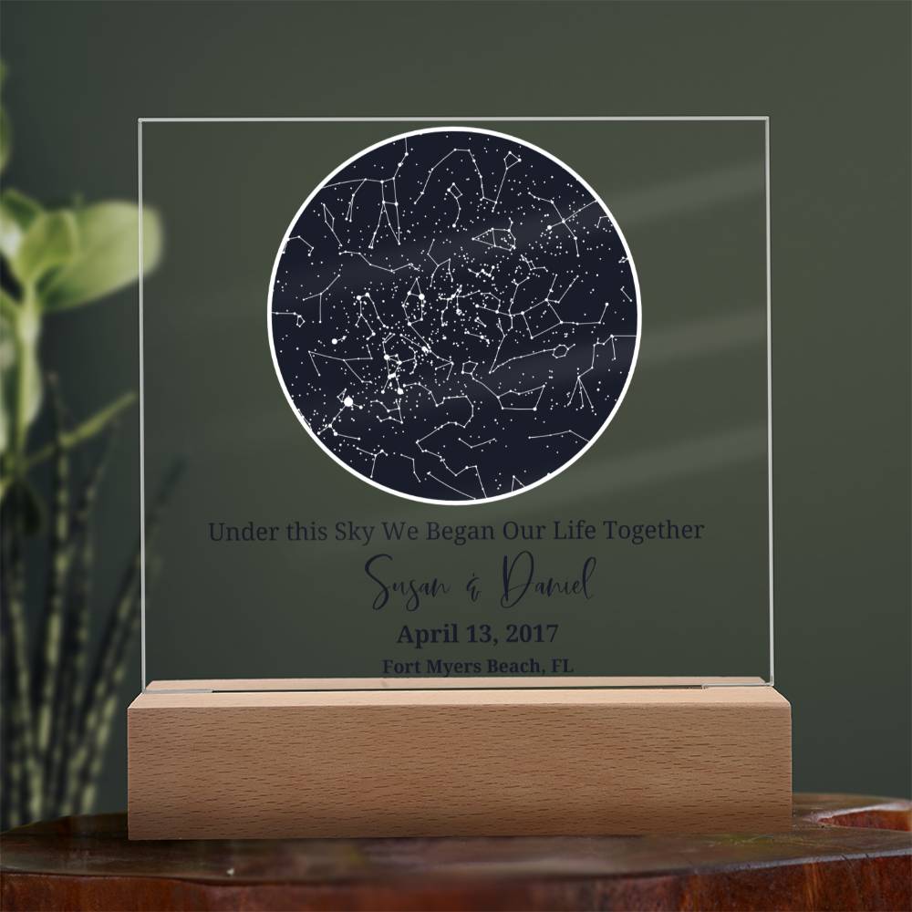 Personalized Sky Map of your special day- upgrade to the LED light base for an incredible display!