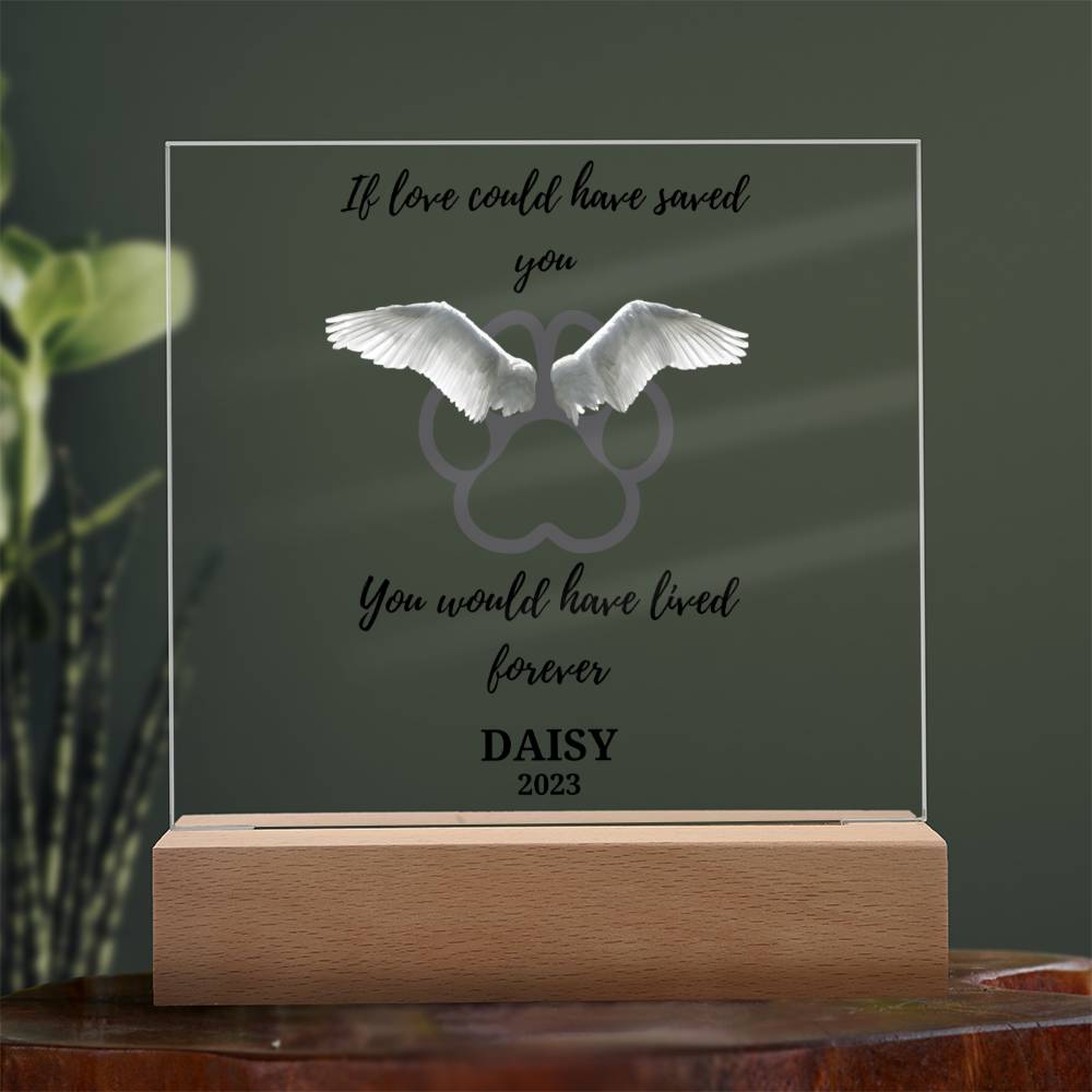 Pet Loss Memorial acrylic plaque-personalized with Pet Name and Year