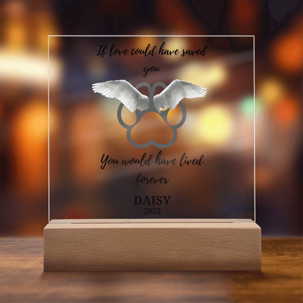 Pet Loss Memorial acrylic plaque-personalized with Pet Name and Year