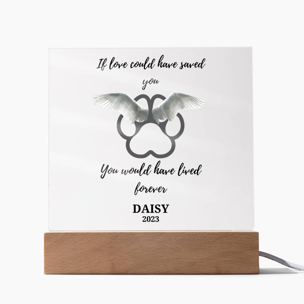 Pet Loss Memorial acrylic plaque-personalized with Pet Name and Year