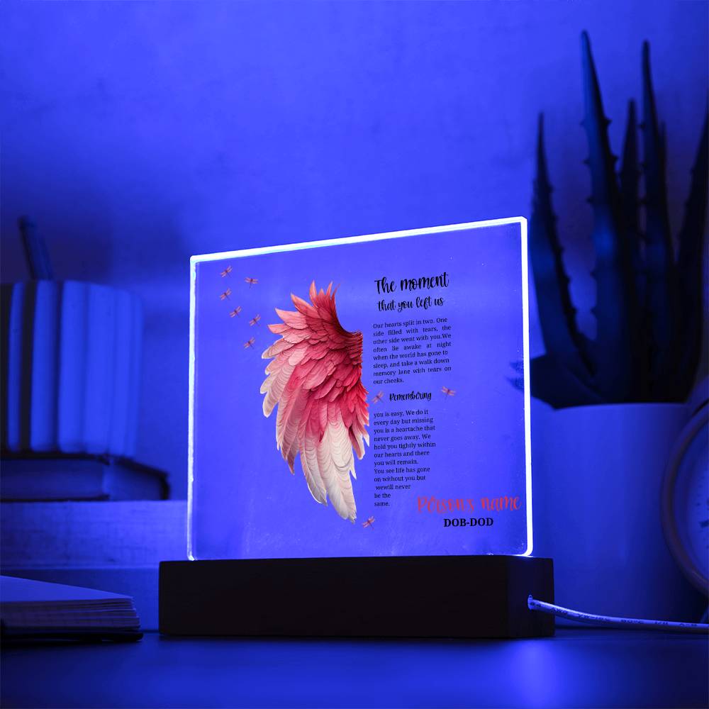 Stunning Memorial sign for those who left too soon. LED lighted stand available-personalized with name and date