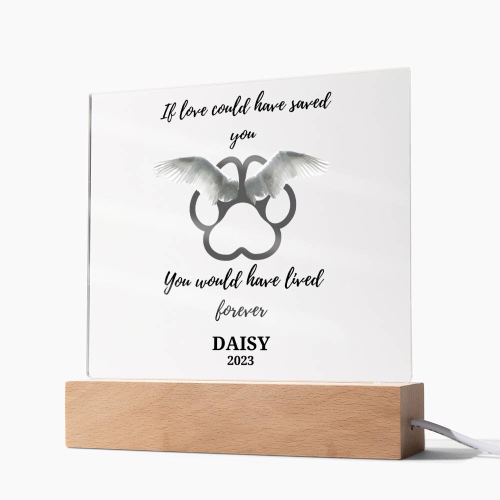 Pet Loss Memorial acrylic plaque-personalized with Pet Name and Year