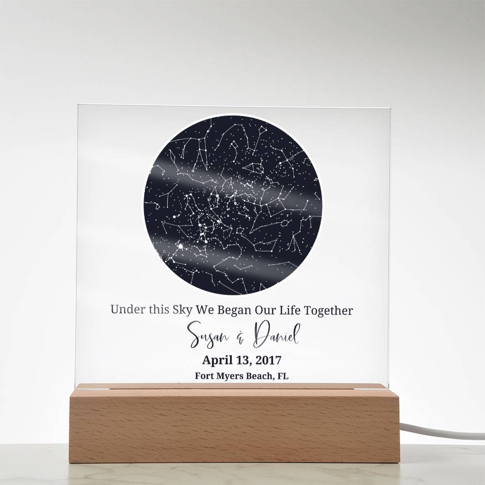 Personalized Sky Map of your special day- upgrade to the LED light base for an incredible display!