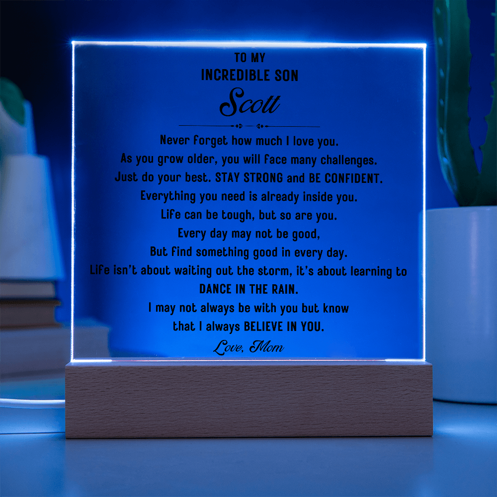 To My Incredible Son Acrylic LED sign