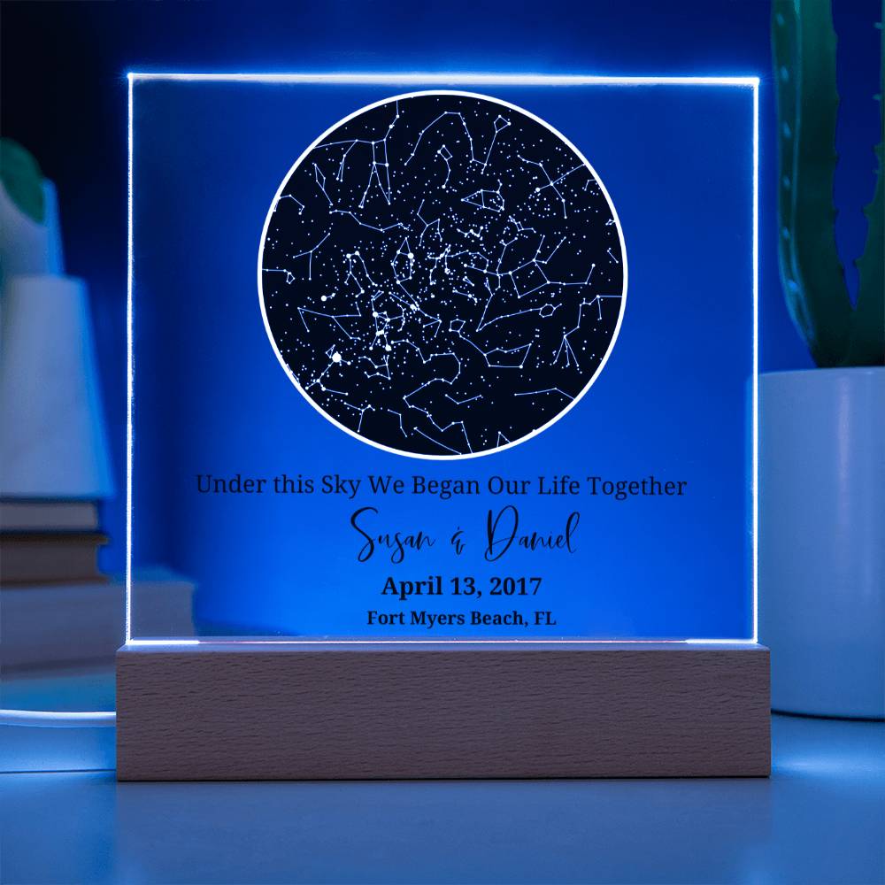 Personalized Sky Map of your special day- upgrade to the LED light base for an incredible display!