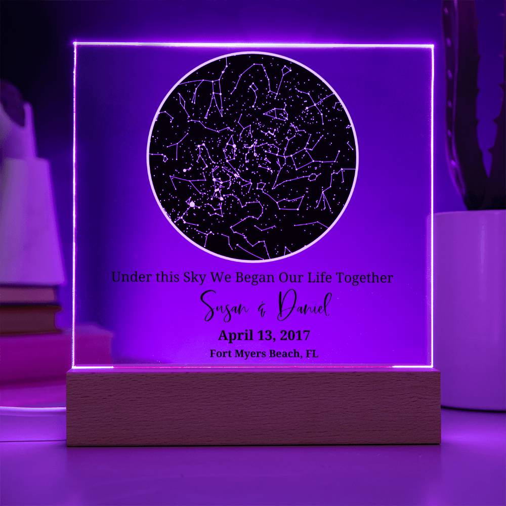 Personalized Sky Map of your special day- upgrade to the LED light base for an incredible display!