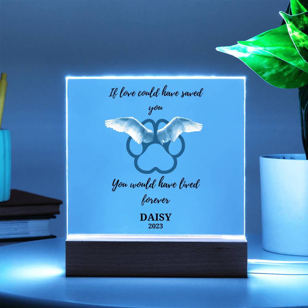 Pet Loss Memorial acrylic plaque-personalized with Pet Name and Year