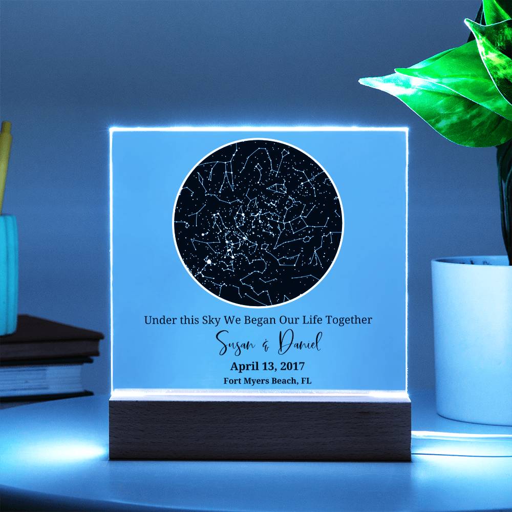 Personalized Sky Map of your special day- upgrade to the LED light base for an incredible display!