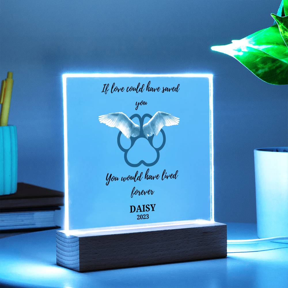 Pet Loss Memorial acrylic plaque-personalized with Pet Name and Year