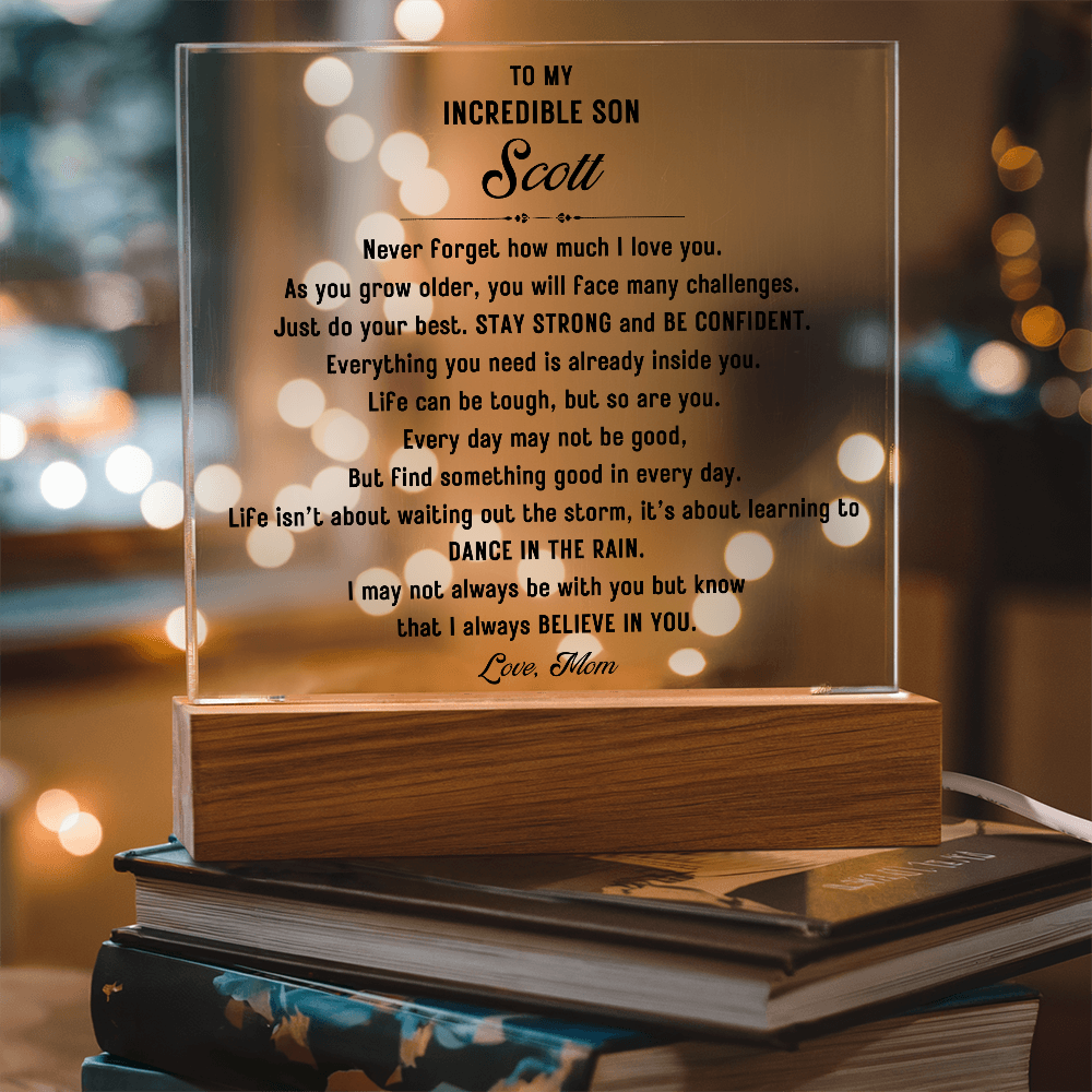 To My Incredible Son Acrylic LED sign
