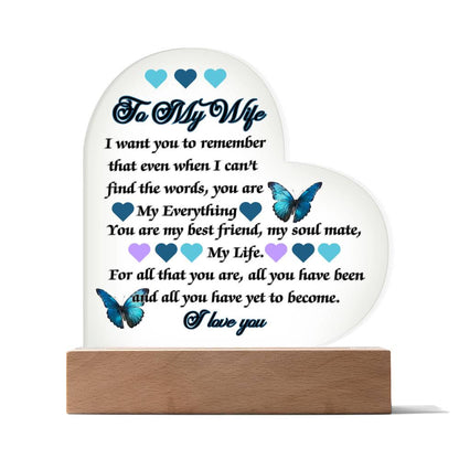 Beautiful Acrylic Heart Plaque - To My Wife, You are my BEST FRIEND, my EVERYTHING