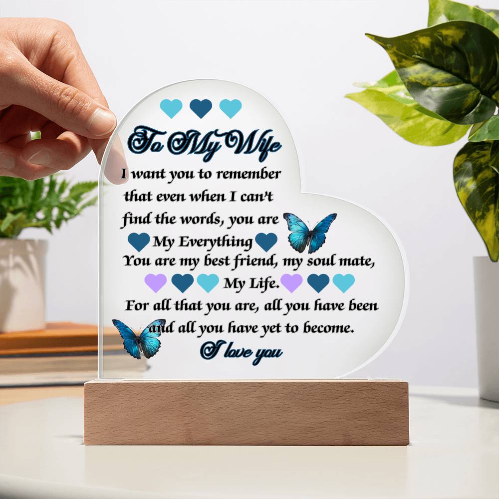 Beautiful Acrylic Heart Plaque - To My Wife, You are my BEST FRIEND, my EVERYTHING